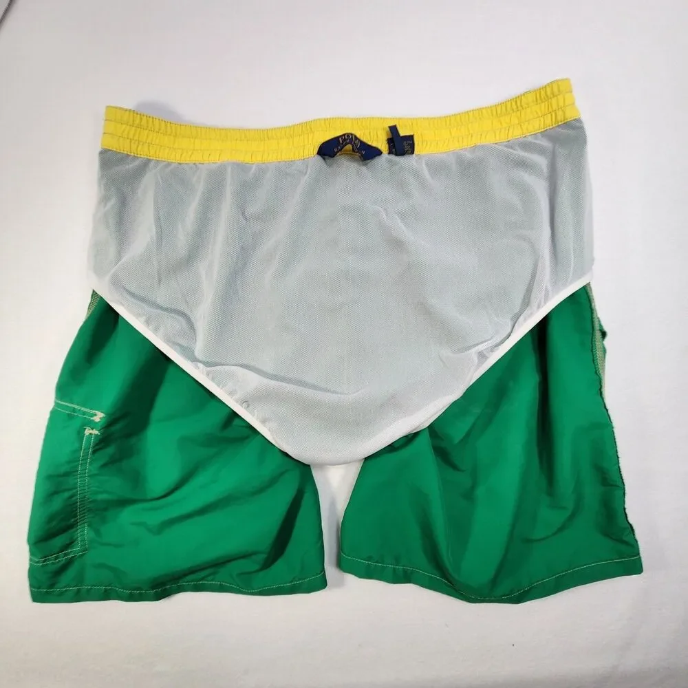 Polo Ralph‎ Lauren Swim Shorts Men's 2XL Green Board Trunks Pockets Mesh Lined